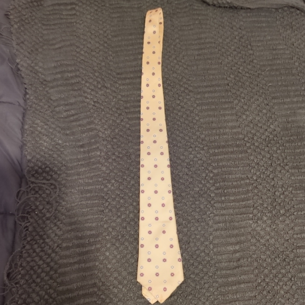 Authentic Saint Laurent‎ Polka Dot Tie in Cream and Purple